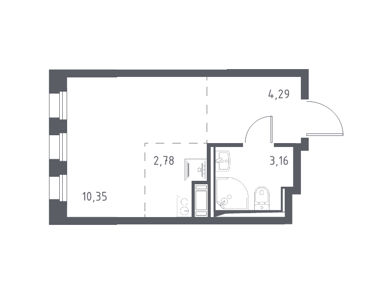 Квартира-студия, 20.58 м² в ЖК "Новые Лаврики" - планировка, фото №1