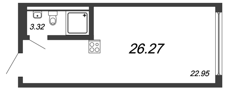 Квартира-студия, 26 м² в ЖК "Valo" - планировка, фото №1