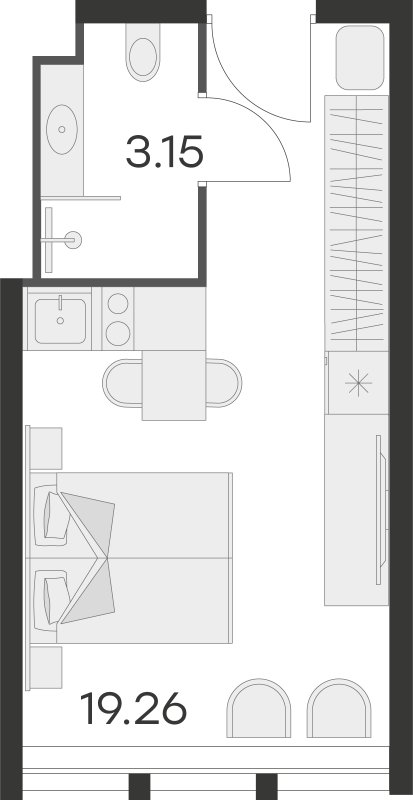 Квартира-студия, 22.41 м² - планировка, фото №1
