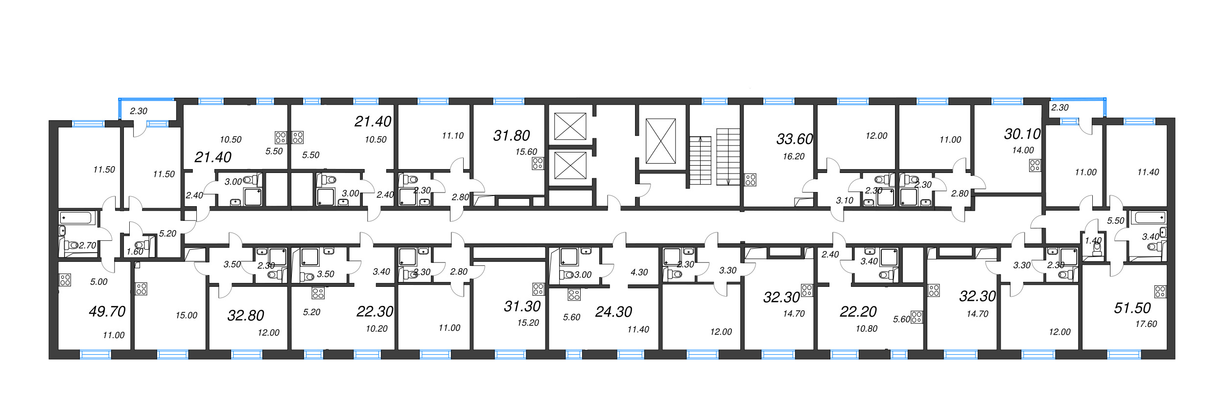 Квартира-студия, 21.4 м² в ЖК "ЛСР. Ржевский парк" - планировка этажа