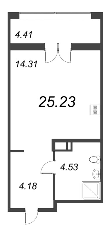 Квартира-студия, 25.23 м² в ЖК "Рождественский квартал" - планировка, фото №1