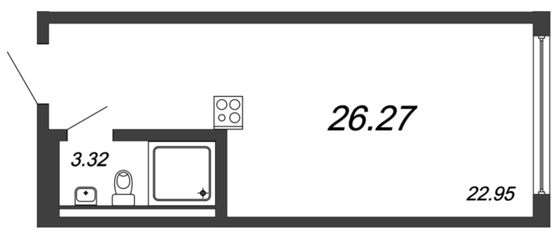 Квартира-студия, 25.9 м² в ЖК "Valo" - планировка, фото №1