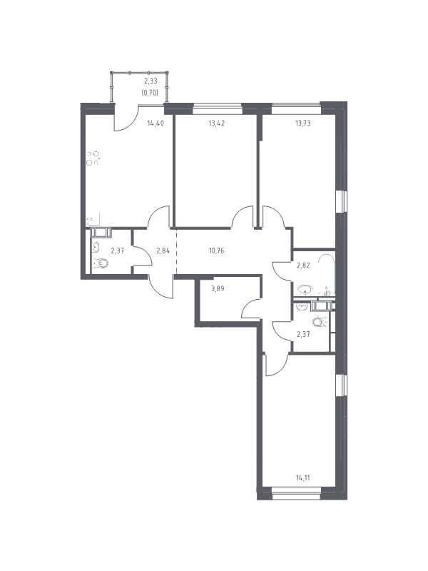 3-комнатная квартира, 81.41 м² - планировка, фото №1