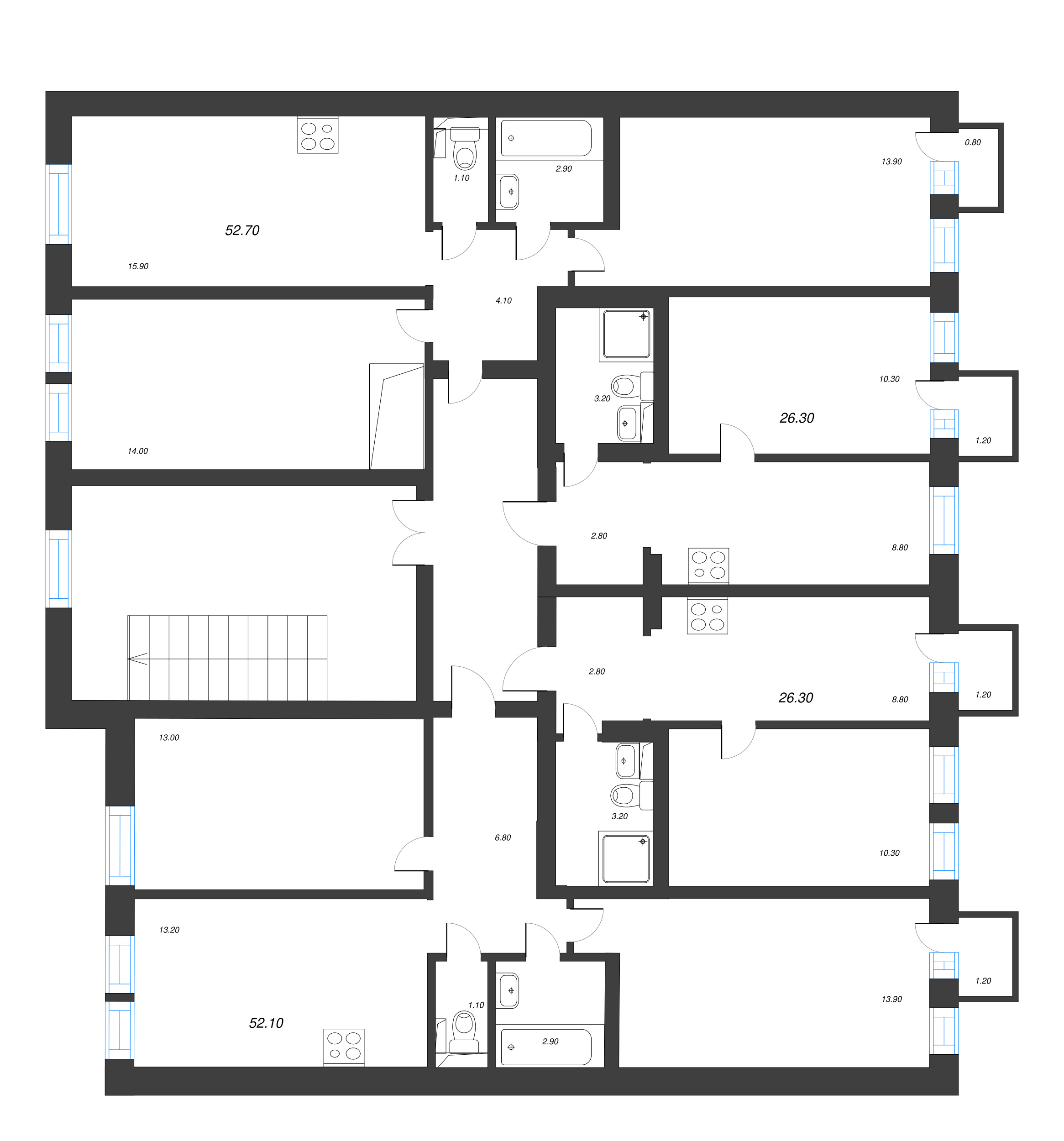 1-комнатная квартира, 25.5 м² в ЖК "Эко Квартал Нега" - планировка этажа