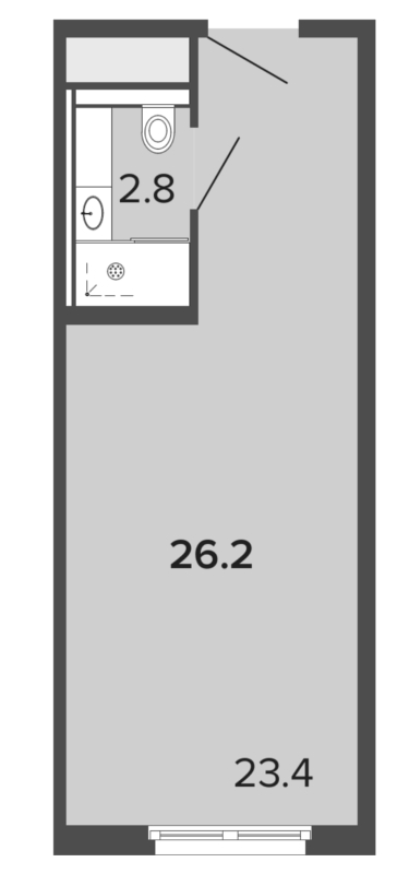 Квартира-студия, 26.1 м² в ЖК "ARTSTUDIO Moskovsky" - планировка, фото №1