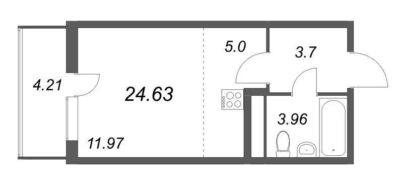 Квартира-студия, 24.63 м² в ЖК "Ясно.Янино" - планировка, фото №1
