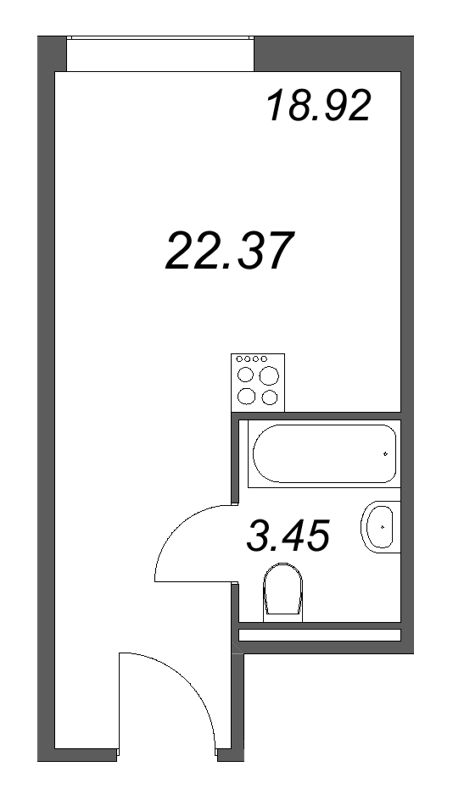 Квартира-студия, 22.37 м² в ЖК "Арт Плаза" - планировка, фото №1