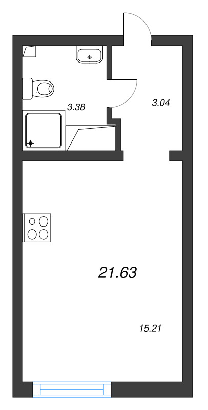 Квартира-студия, 21.63 м² в ЖК "Морская миля" - планировка, фото №1