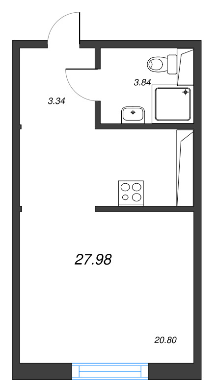 Квартира-студия, 27.98 м² в ЖК "Legenda Васильевского" - планировка, фото №1