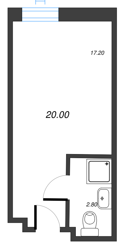 Квартира-студия, 20.16 м² - планировка, фото №1