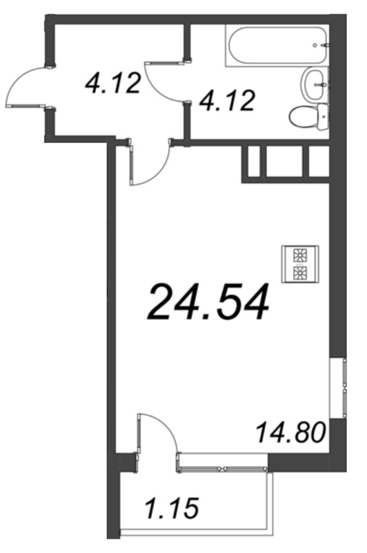 Квартира-студия, 25 м² в ЖК "Ювента" - планировка, фото №1