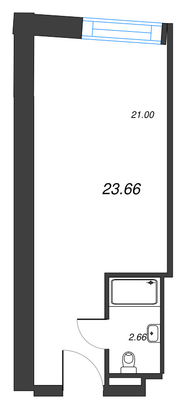 Квартира-студия, 23.66 м² в ЖК "YE’S Leader" - планировка, фото №1