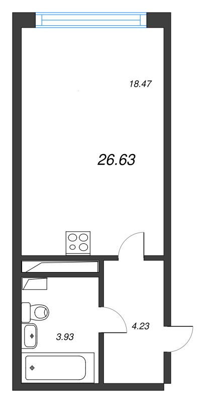 Квартира-студия, 27 м² в ЖК "AEROCITY" - планировка, фото №1