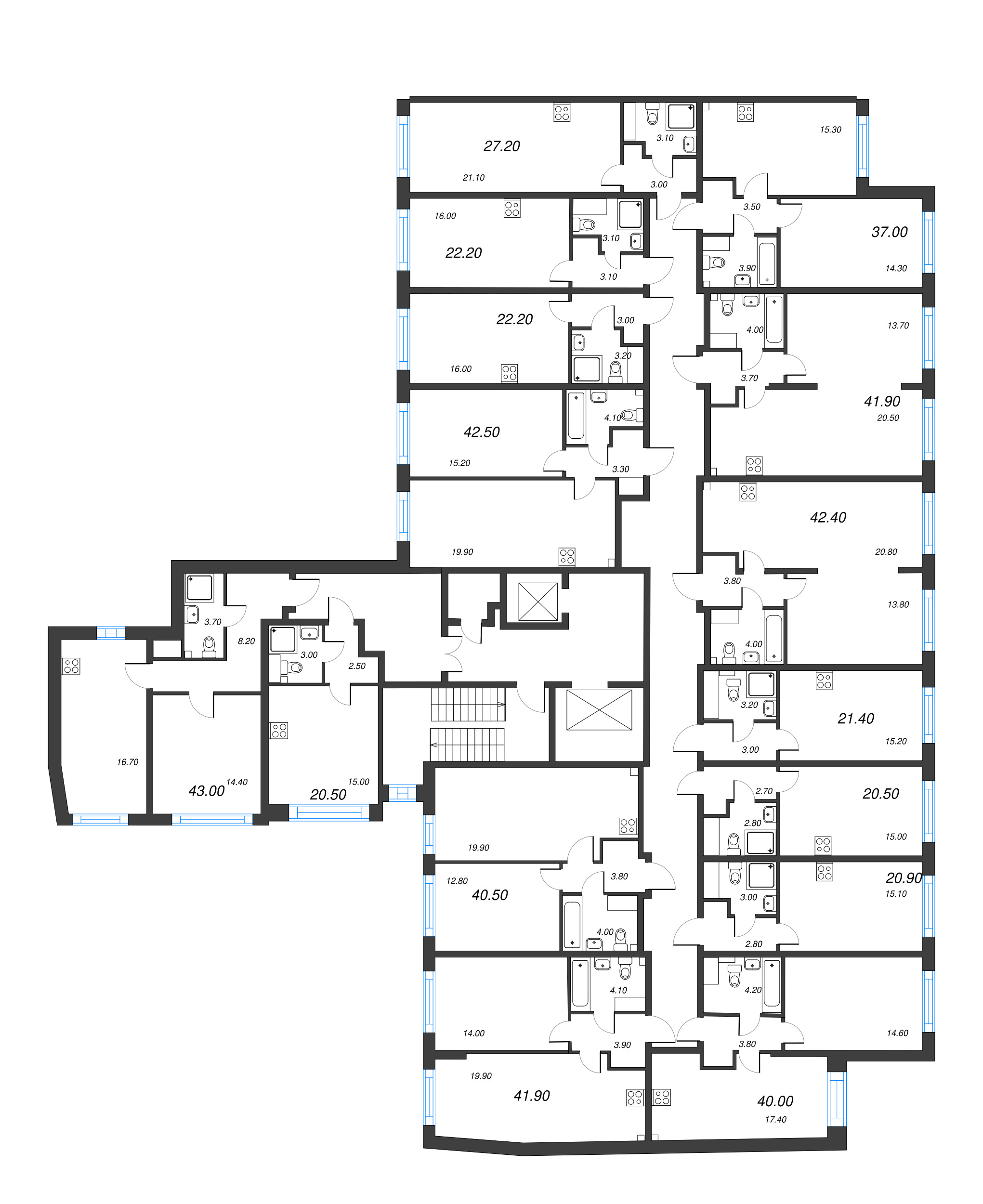 Квартира-студия, 20.5 м² в ЖК "Измайловский" - планировка этажа
