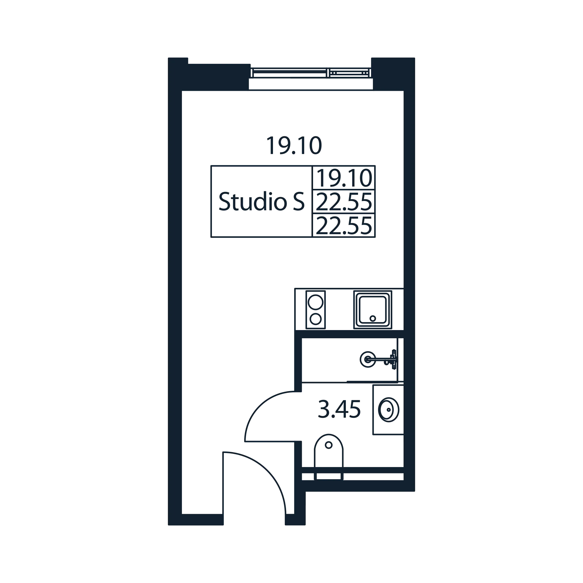 Квартира-студия, 23.19 м² в ЖК "Арт Плаза" - планировка, фото №1