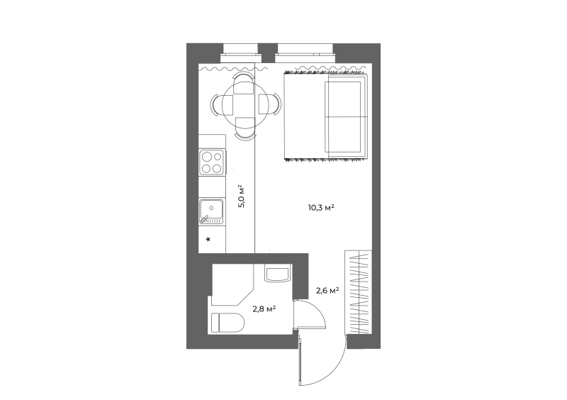 Квартира-студия, 20.7 м² в ЖК "ЭКО Квартал NEGA" - планировка, фото №1