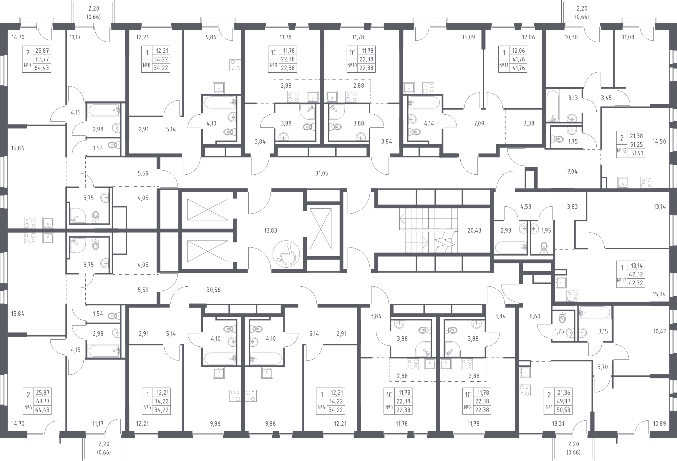 Квартира-студия, 22.38 м² в ЖК "Невская Долина" - планировка этажа