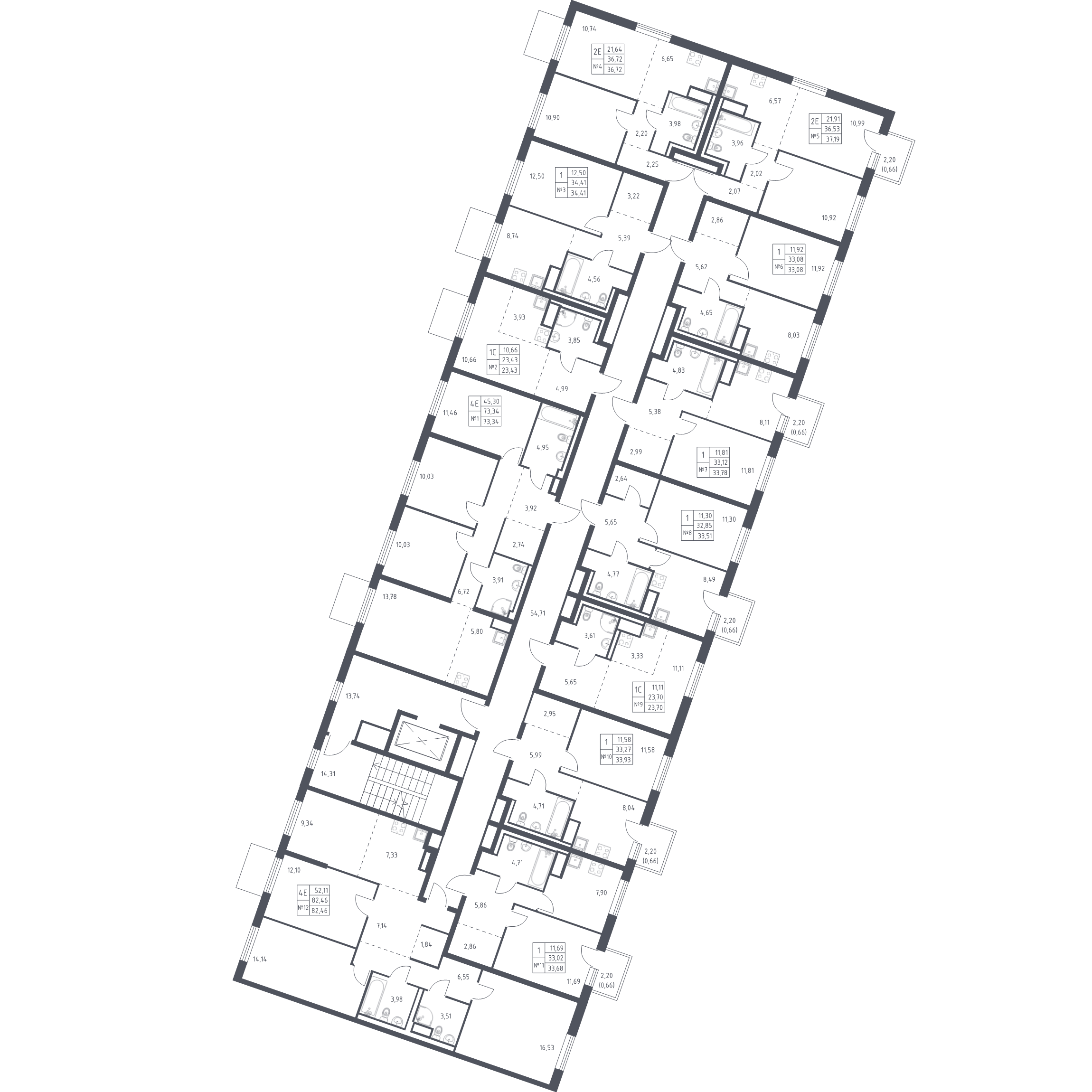 Квартира-студия, 23.43 м² в ЖК "Квартал Лаголово" - планировка этажа