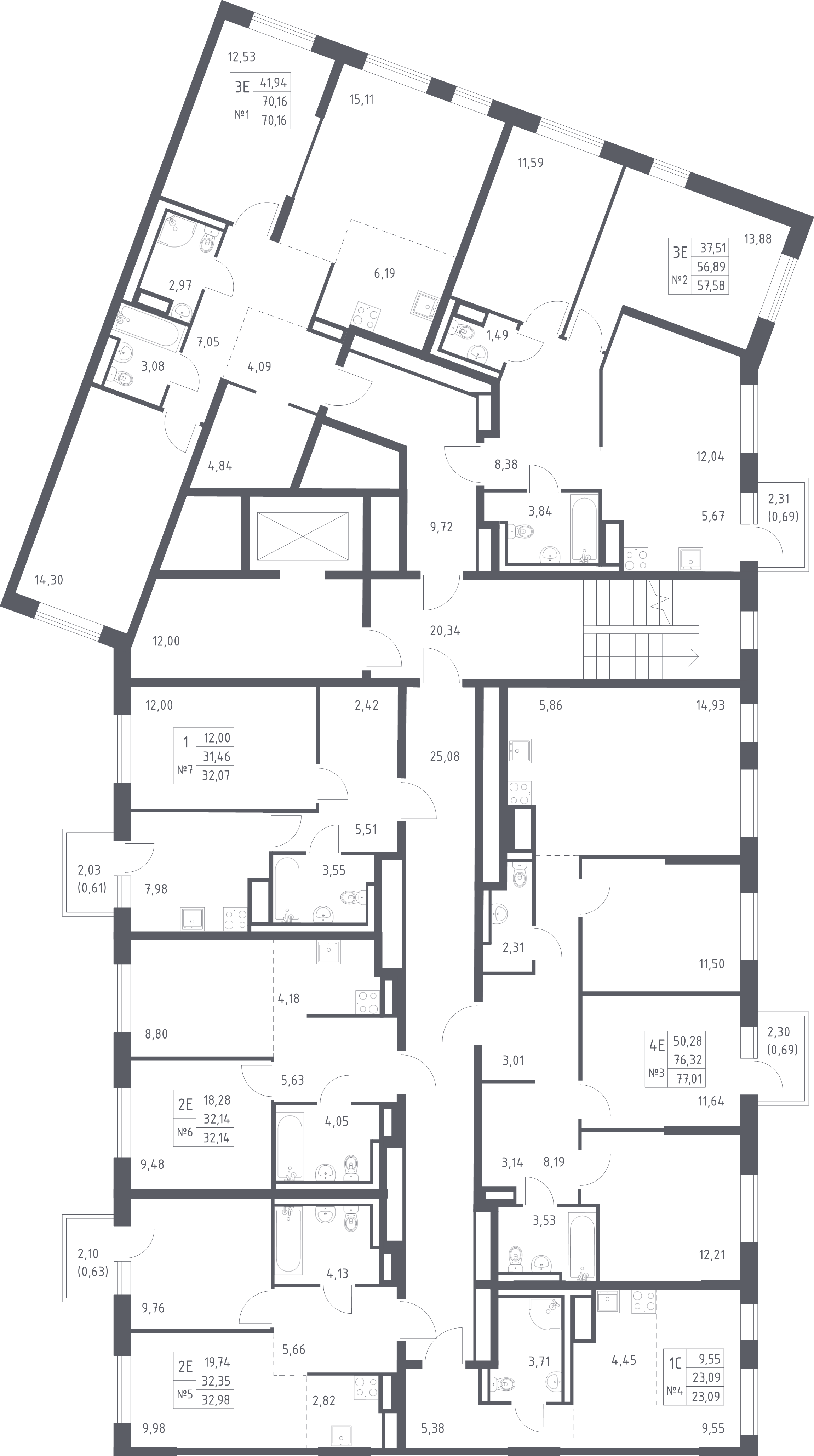 Квартира-студия, 23.09 м² в ЖК "Квартал Лаголово" - планировка этажа