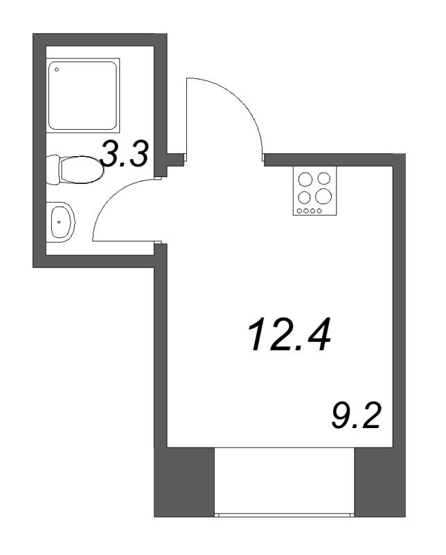 Квартира-студия, 12.5 м² в ЖК "Пространство by Avenue-Apart" - планировка, фото №1
