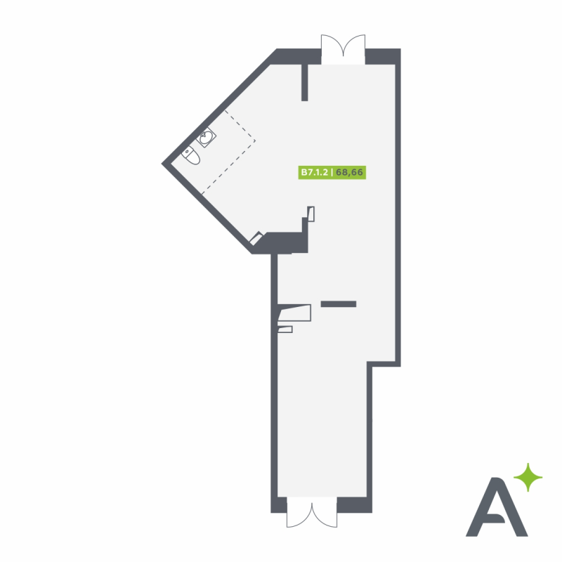 Помещение, 68.66 м² в ЖК "Аквилон RekaPark" - планировка, фото №1