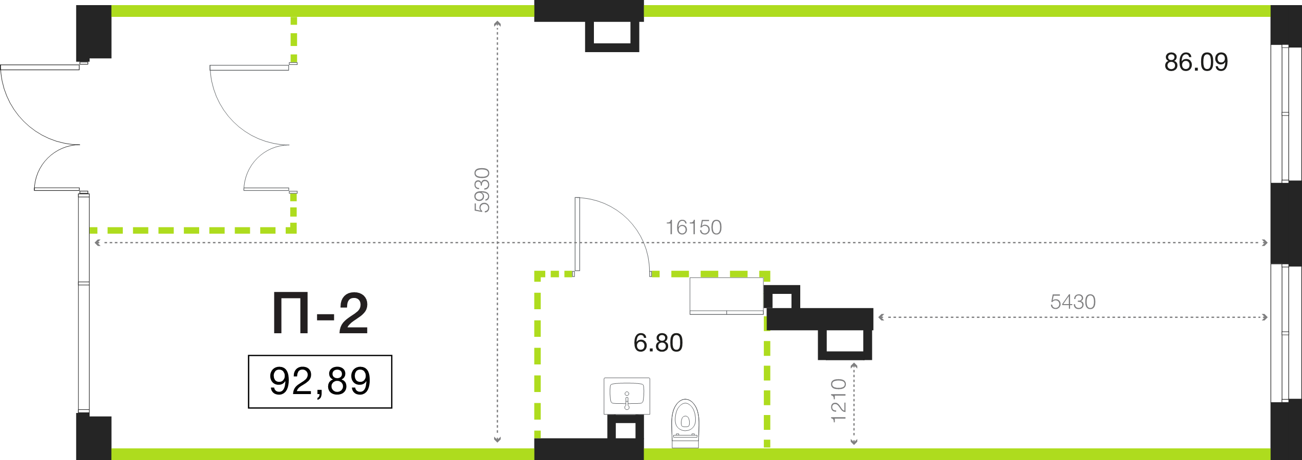Помещение, 92.89 м² в ЖК "Легенда Васильевского" - планировка, фото №1