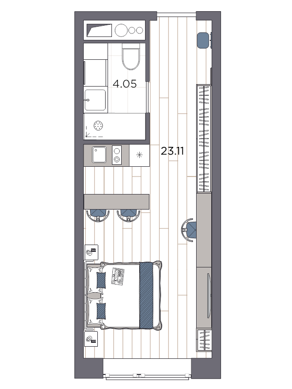 Квартира-студия, 27.16 м² в ЖК "Ladozhsky AVENIR" - планировка, фото №1