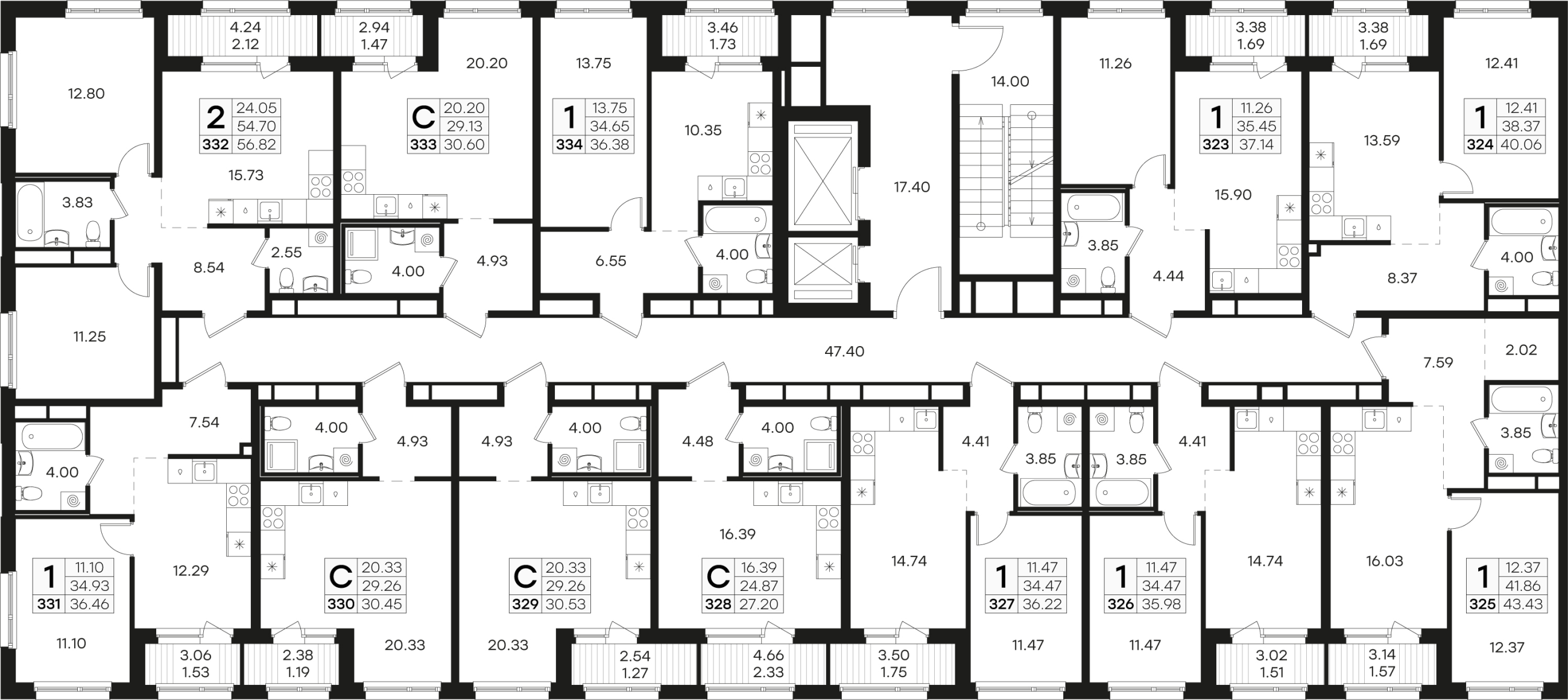 Квартира-студия, 26.53 м² в ЖК "Парголово" - планировка этажа