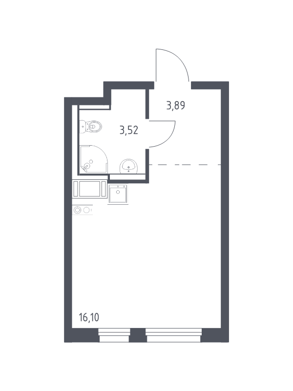 Квартира-студия, 23.51 м² в ЖК "Квартал Торики" - планировка, фото №1