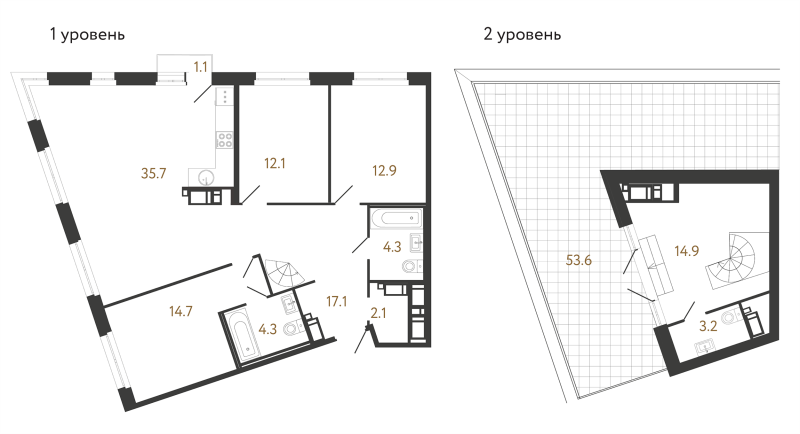 5-комнатная (Евро) квартира, 121.3 м² в ЖК "Литера" - планировка, фото №1