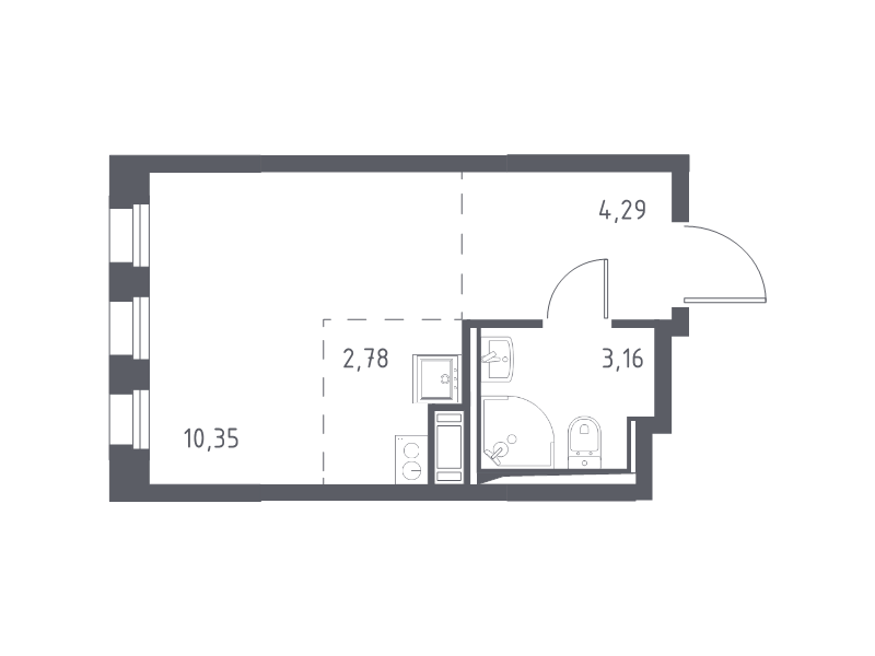 Квартира-студия, 20.58 м² в ЖК "Новые Лаврики" - планировка, фото №1