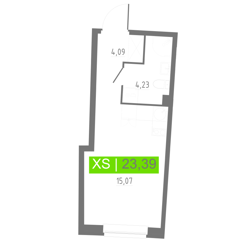 Квартира-студия, 23.39 м² в ЖК "Аквилон РИВА" - планировка, фото №1