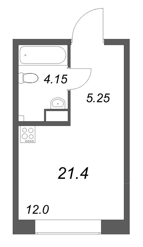 Квартира-студия, 21.4 м² в ЖК "Аквилон Солар Парк" - планировка, фото №1