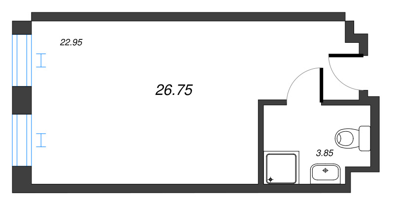 Квартира-студия, 26.87 м² в ЖК "We'll" - планировка, фото №1