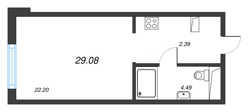 Квартира-студия, 29.08 м² в ЖК "Legenda Васильевского" - планировка, фото №1