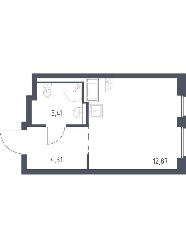 Квартира-студия, 20.59 м² в ЖК "Квартал Торики" - планировка, фото №1
