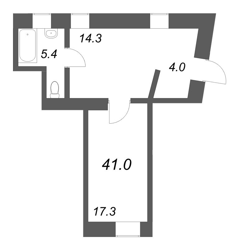 1-комнатная квартира, 41 м² в ЖК "Дом купца Злобина" - планировка, фото №1