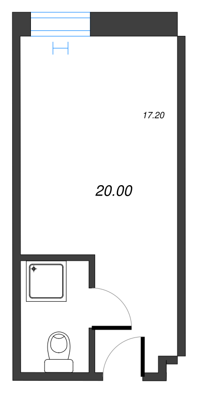 Квартира-студия, 20.07 м² - планировка, фото №1