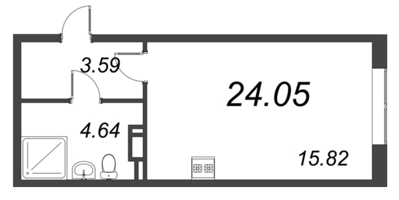 Квартира-студия, 24.05 м² в ЖК "VEREN NORT сертолово" - планировка, фото №1