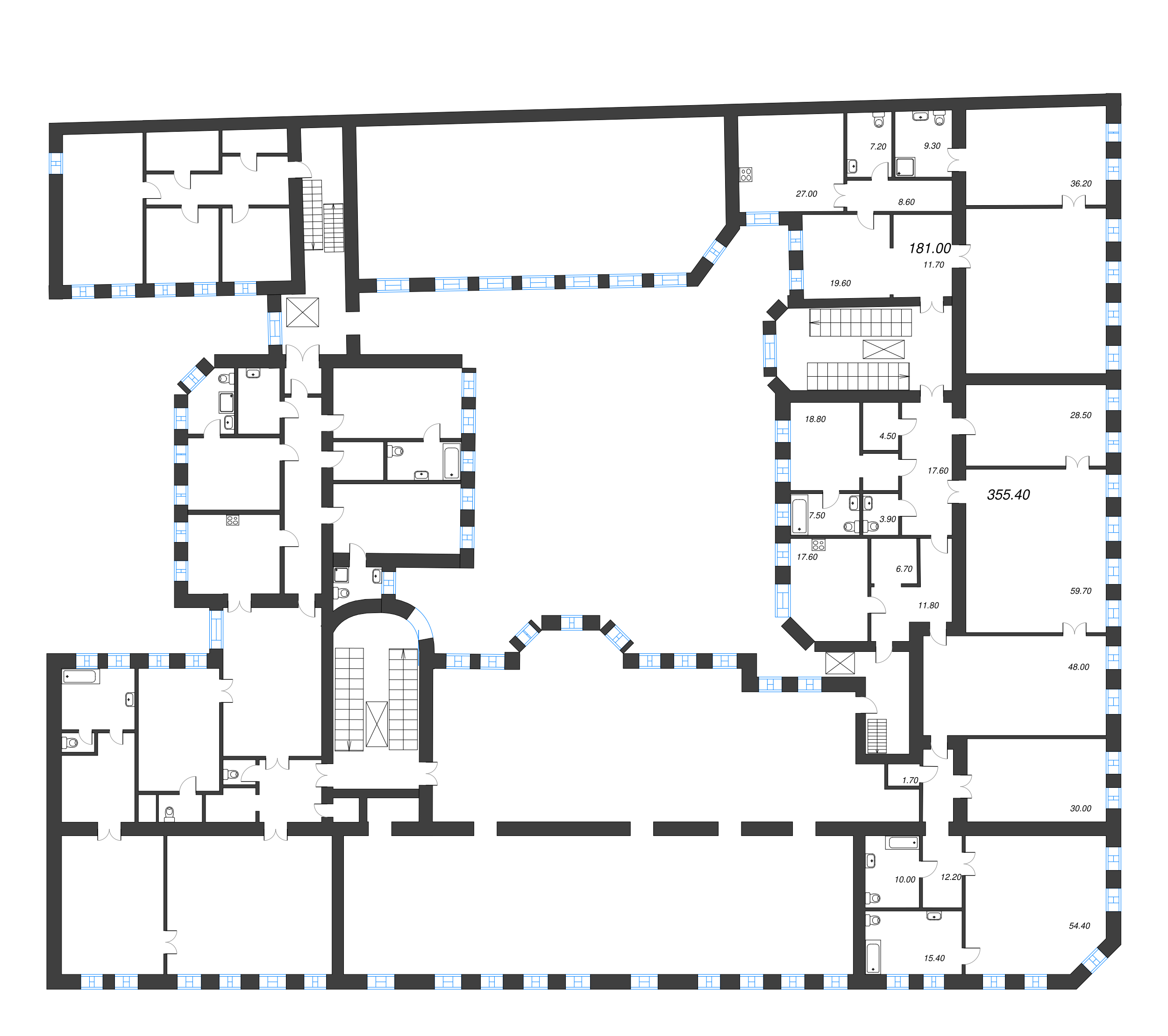 6-комнатная квартира, 515 м² в ЖК "Три Грации" - планировка этажа