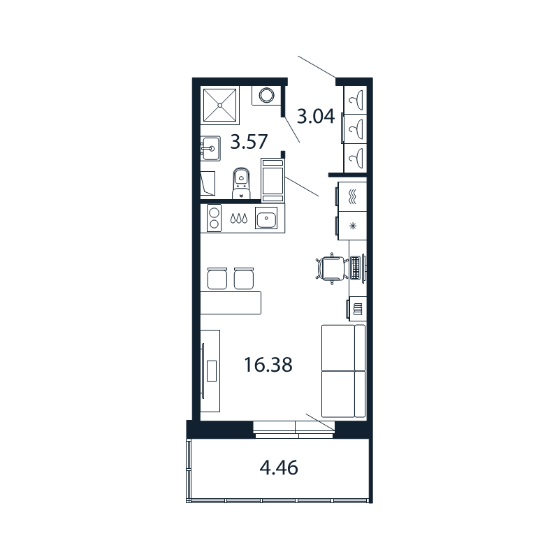 Квартира-студия, 22.99 м² в ЖК "Полис ЛАВрики" - планировка, фото №1