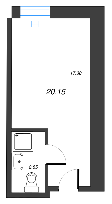 Квартира-студия, 20.23 м² - планировка, фото №1