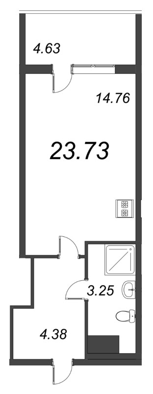 Квартира-студия, 23.73 м² в ЖК "Bereg. Курортный" - планировка, фото №1