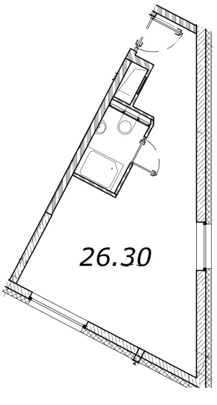 Квартира-студия, 25.9 м² в ЖК "Vertical Московская" - планировка, фото №1