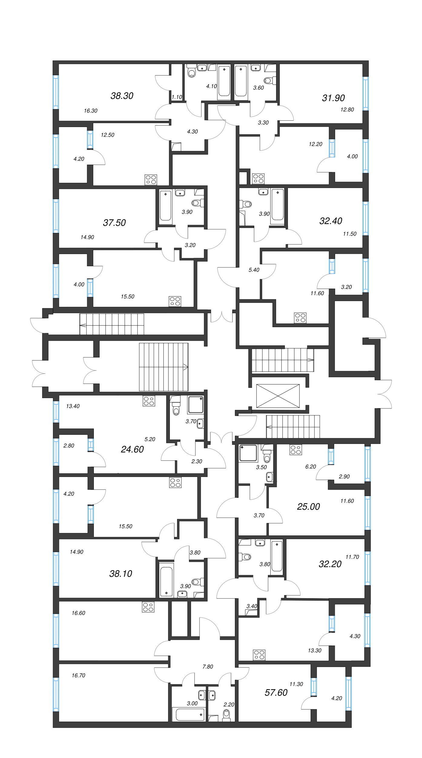 Квартира-студия, 24.6 м² - планировка этажа
