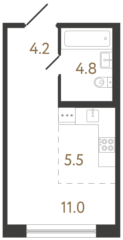Квартира-студия, 25.5 м² в ЖК "Передвижники 2" - планировка, фото №1