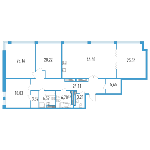 4-комнатная квартира, 181.6 м² в ЖК "Дефанс Премиум" - планировка, фото №1