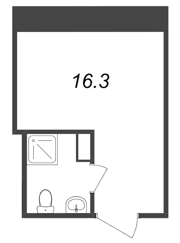 Квартира-студия, 16.3 м² - планировка, фото №1