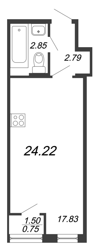 Квартира-студия, 23.8 м² в ЖК "FoRest Аквилон" - планировка, фото №1