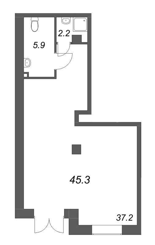 Помещение, 45.3 м² в ЖК "Большая Охта" - планировка, фото №1